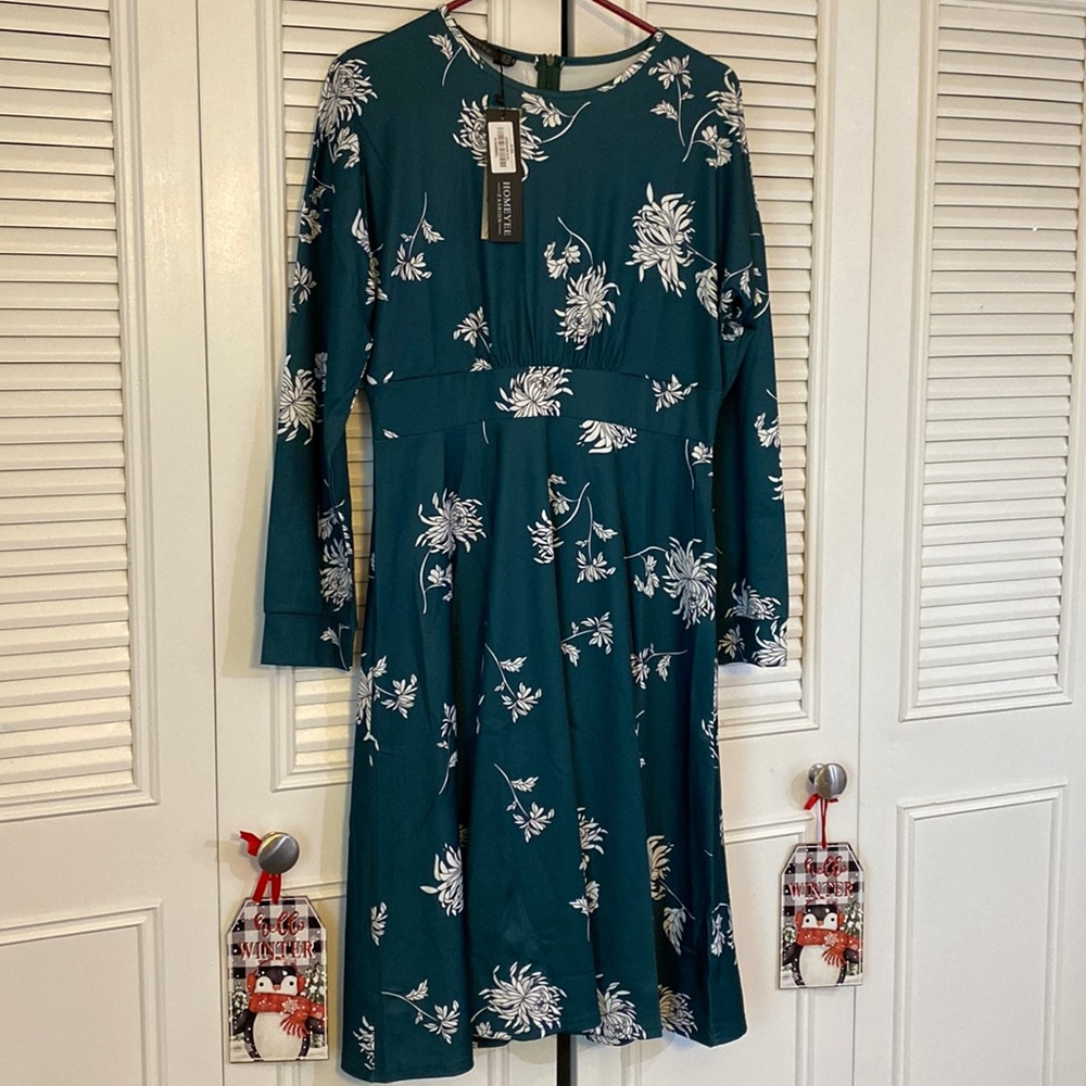Green Floral Party Dress